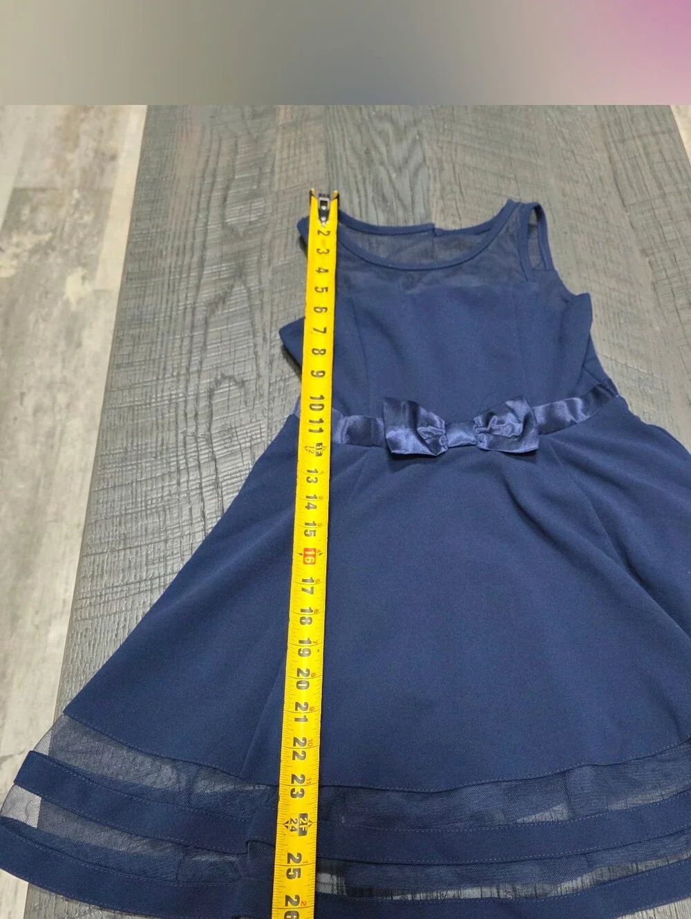 Calvin Klein Girls Sleeveless Navy Bow Party Dress( Sz:8)
